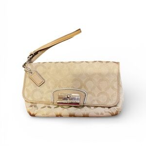 Coach Kristen Op Art Khaki Large Wristlet